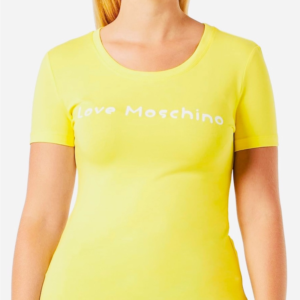 Love Moschino Yellow Fitted Short Sleeve Tee